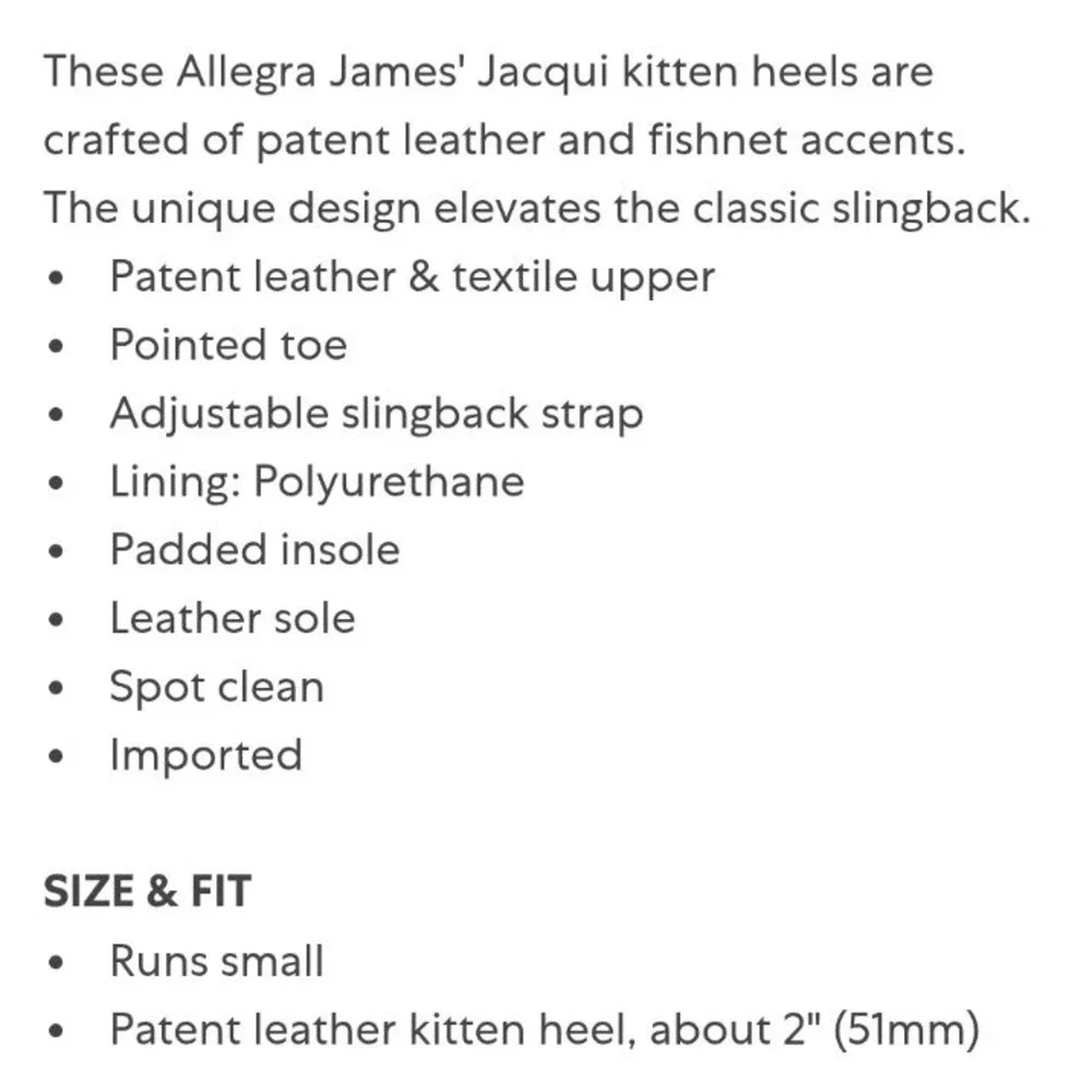 NEW! Allegra James 9.5-10 Patent Leather And Mesh 'Jacqui' Kitten Heels $215